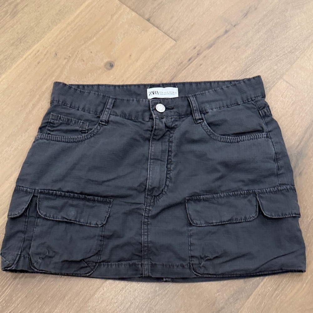 Zara Charcoal Utility Mini Skirt Size S